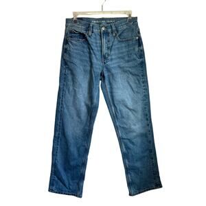 American Eagle Low Rise Baggy Straight Light Blue Jeans Size 0 Short